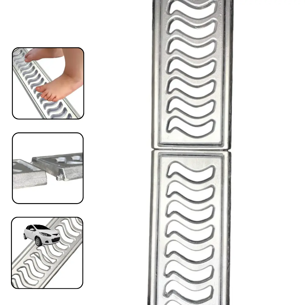 Ralo Linear 10x200cm C/ Aro De Fixação (4 Peças 10x50)