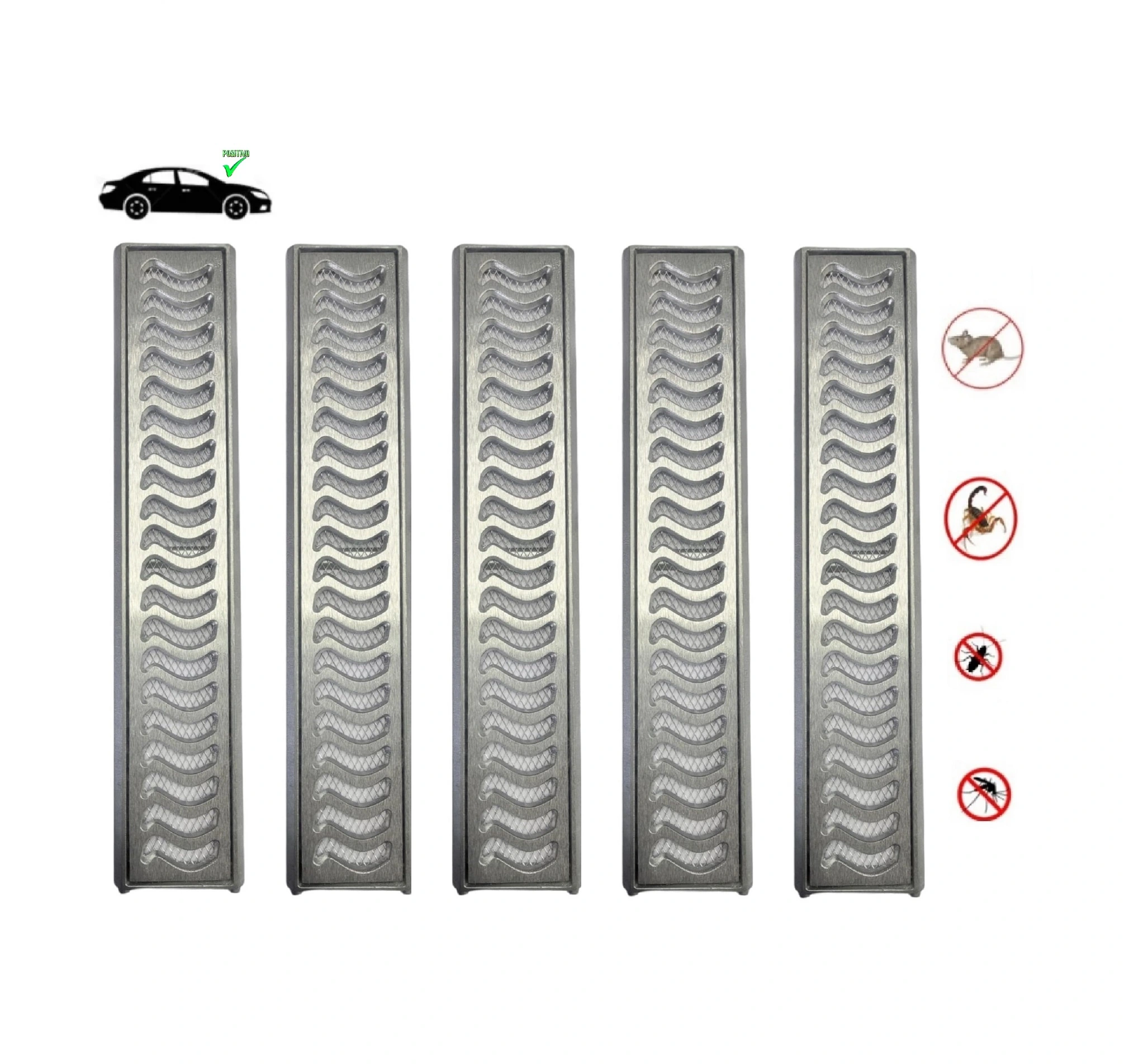Ralo Grelha Linear 10x250cm Reforçada, Anti Insetos Em Alumínio Com Aro De Fixação (kit De 5 Peças De 10x50cm)