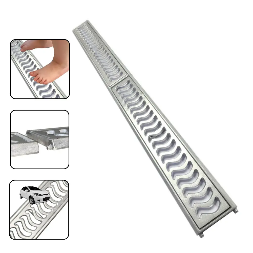 Ralo Linear 10x50cm Reforçado Em Alumínio Com Aro De Fixação