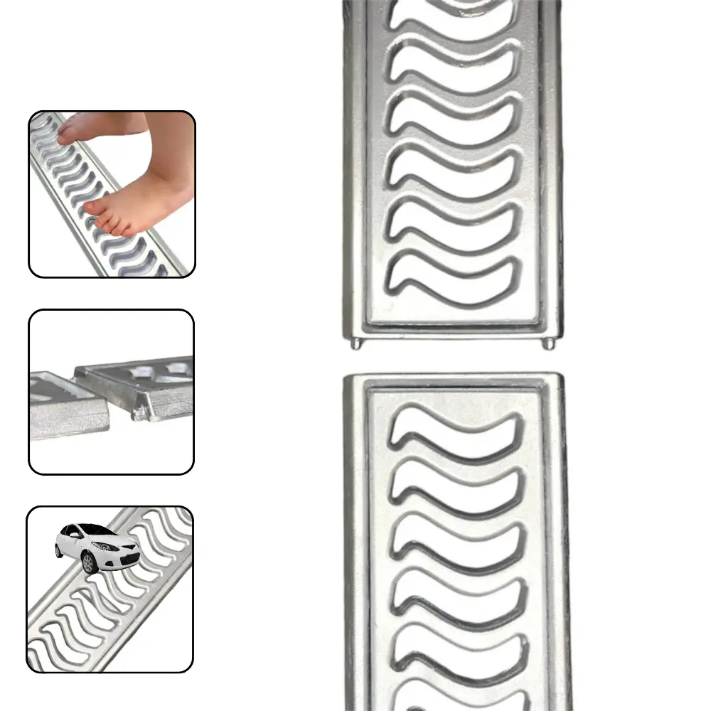 Ralo Grelha Linear Reforçadas 10x250 Em Alumínio(5 Pç 10x50)