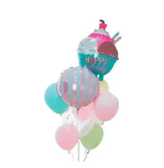 Kit Buque Balão Cupcake Arranjo Baloes