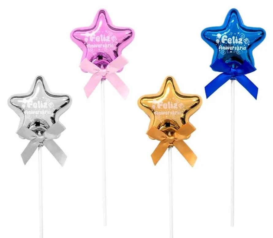 Topo De Bolo Estrela Feliz Aniversario
