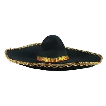 Chapeu Mexicano Preto C/dourado