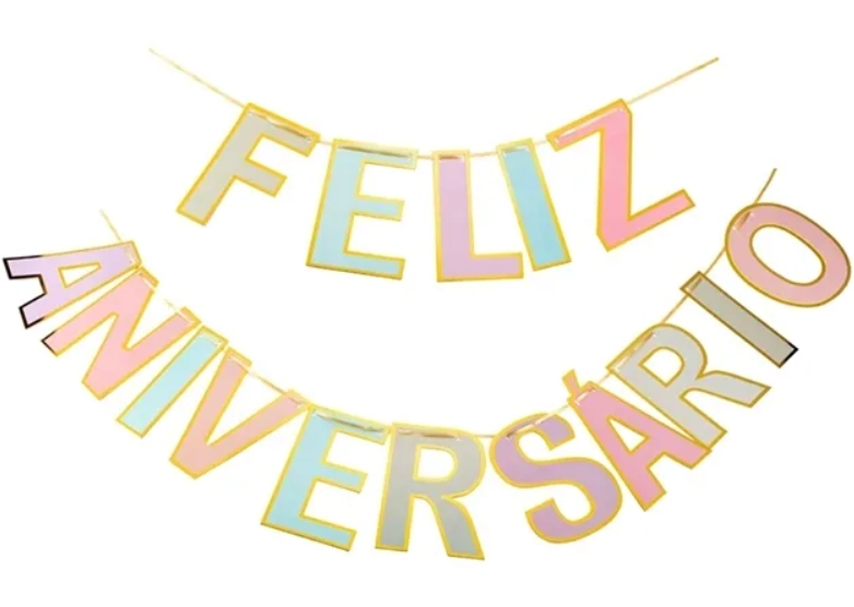 Faixa Feliz Aniversario Qfesta Colorido