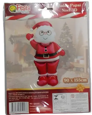 Balao Papai Noel 3d Gg 90155cm Brasimpex