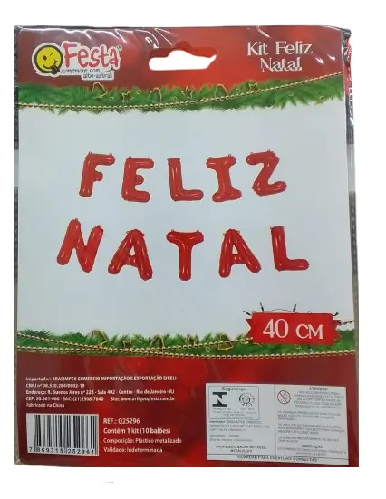 Kit Feliz Natal 40cm Qfsta