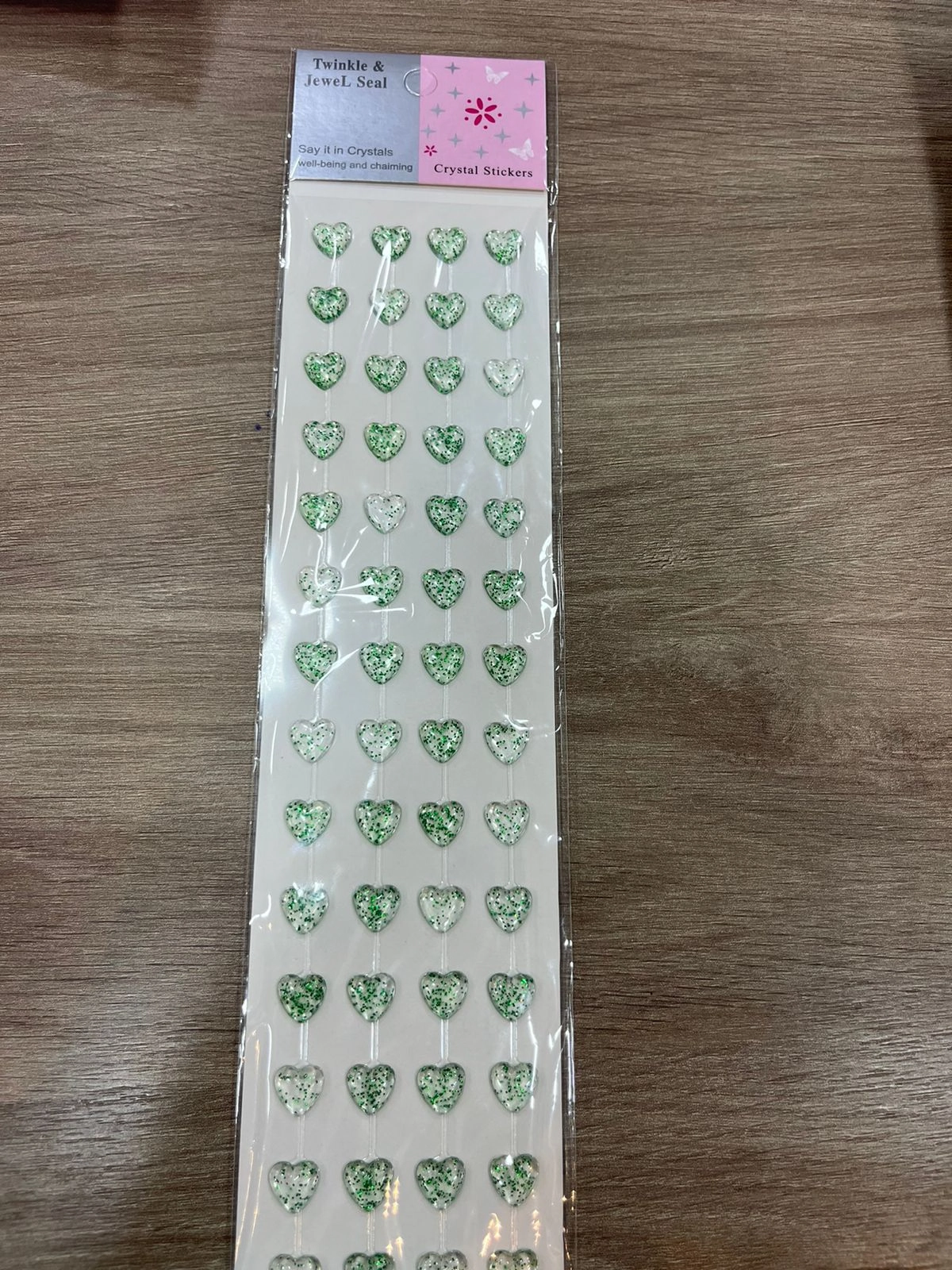 Cartela Adesiva Cristal Stickers Coracao Verde Gd 5624 Real Price