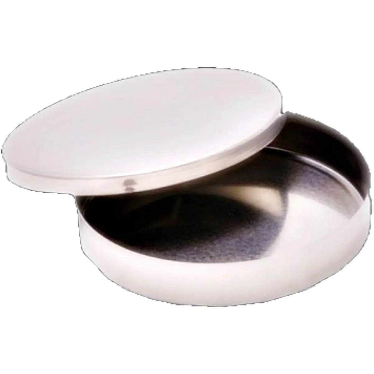 Estojo Redondo Em Aço Inox - Liso - Com Tampa - 13 X 13 X 3 Cm - Açonox