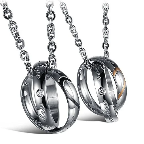 Bluebell Men S Jewelry Fashion Wostainless Steel Love Style Couple Pendant Necklace Matching Set