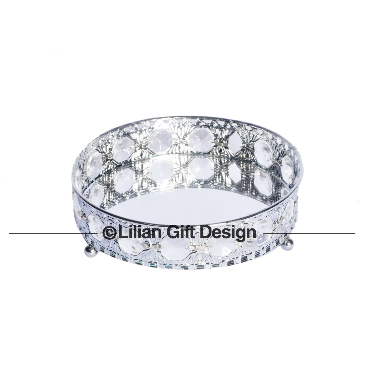 Bandeja Lilian Gift Redonda 15cm Prata
