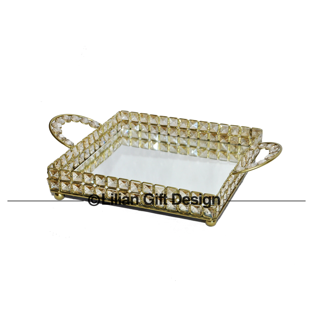 Bandeja Lilian Gift Retang.38x26cm Champagne Metal