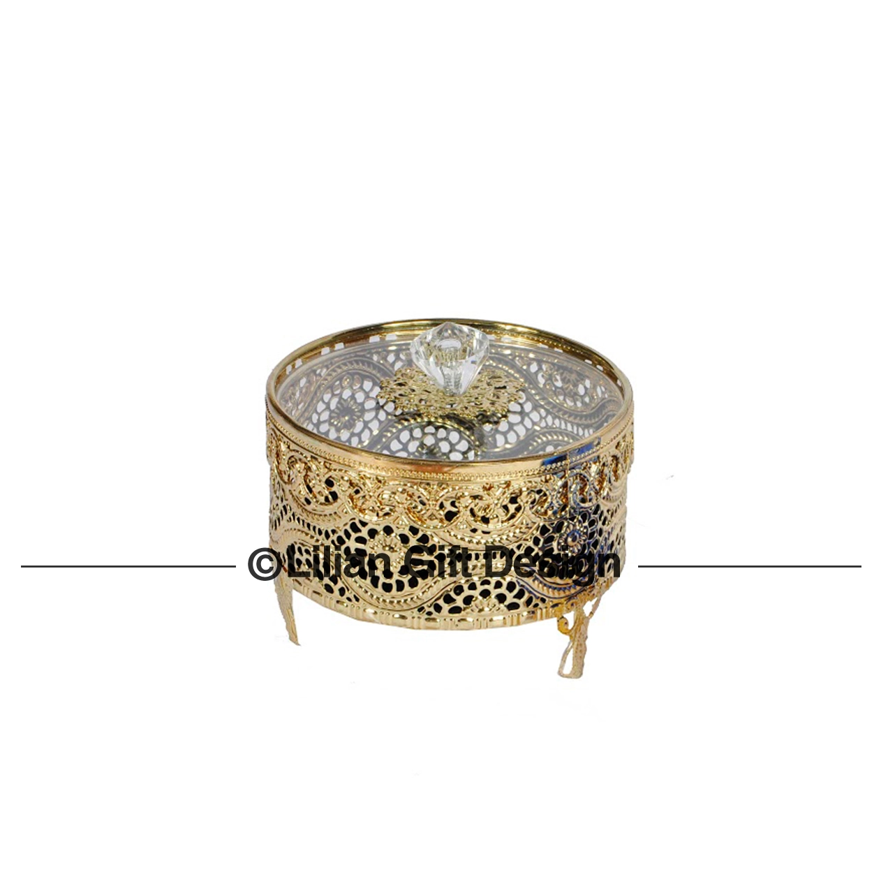 Porta Joias Lilian Gift 11x10cm Dourado Metal