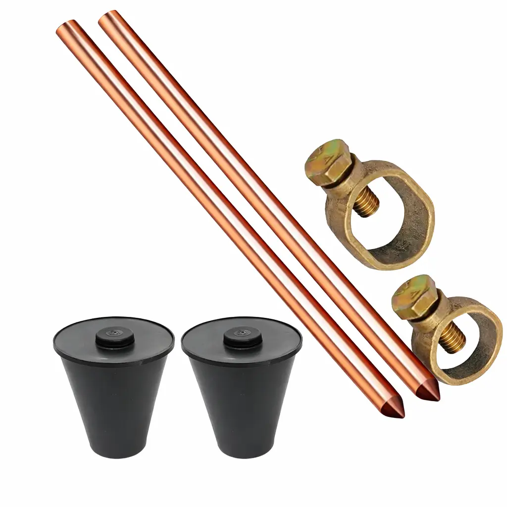 Kit 2 Haste Aterr Cobre - 1/2 X 2,0mts 10mm + Conector+caixa