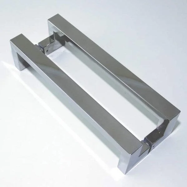 Puxador Para Porta Duplo Em Inox Tokyo 60cm Geris Prata