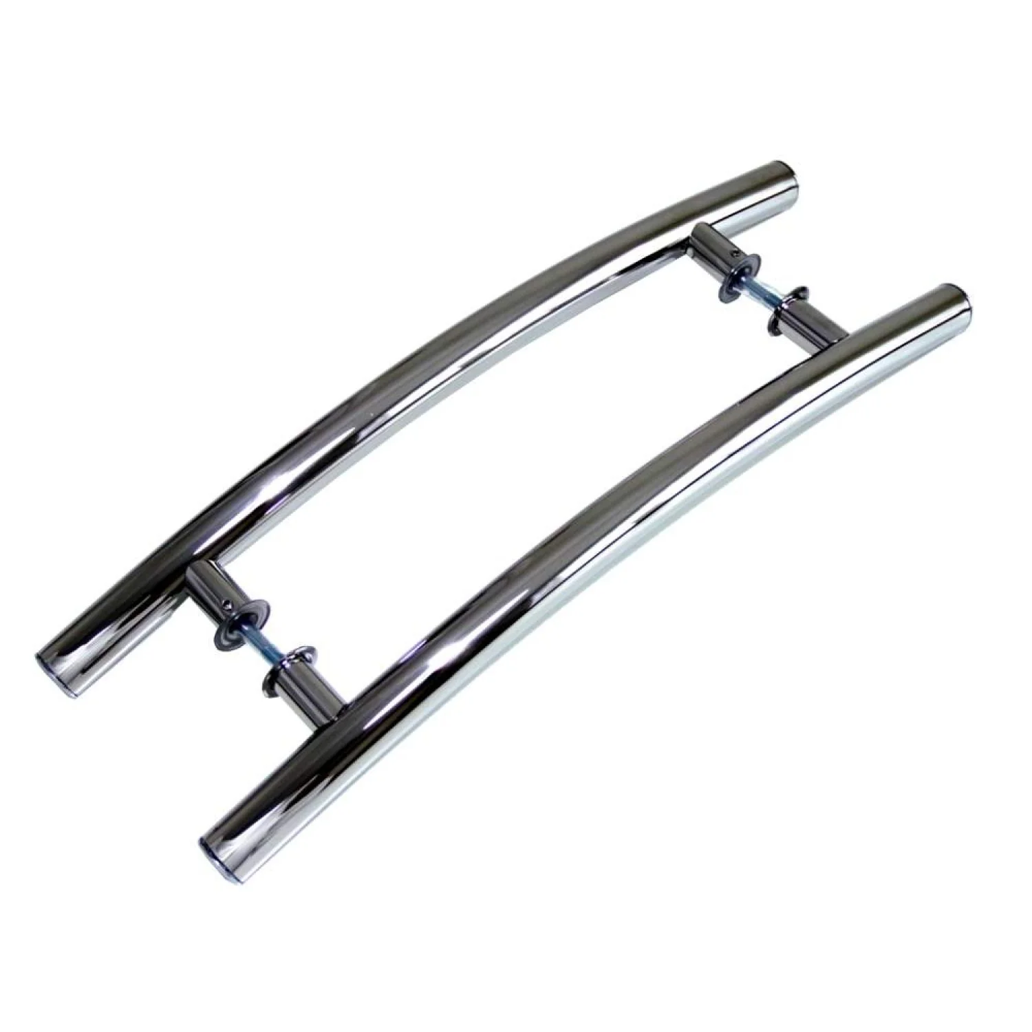 Puxador Para Porta Duplo Em Inox Belíssima Eco 45cm Geris Prata