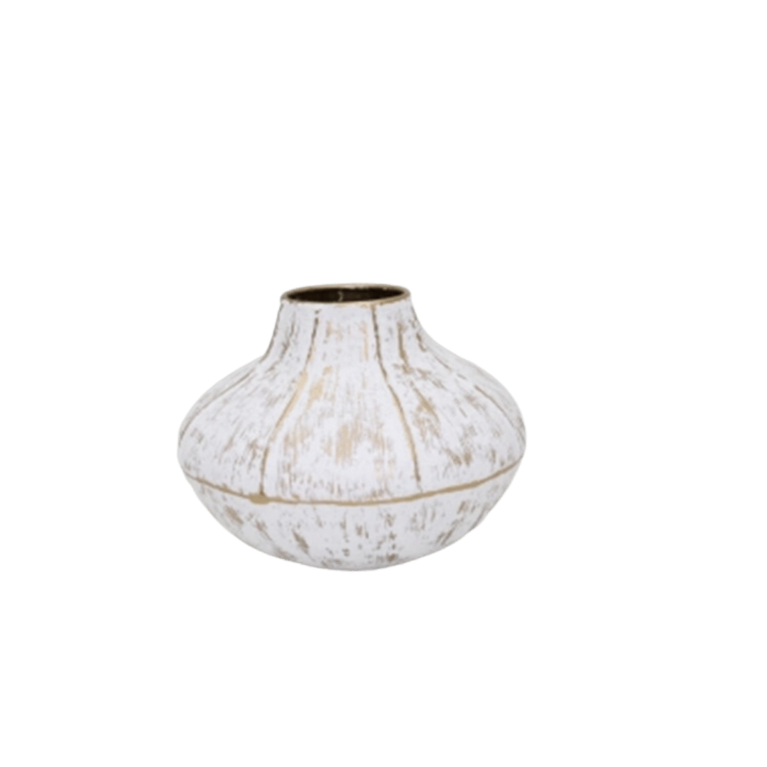 Vaso Metal Branco Boho Style 132065 Ld
