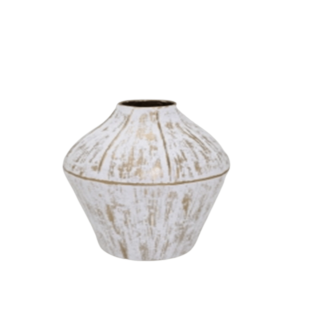Vaso Metal Branco Boho Style 23x28.5 132067 Ld