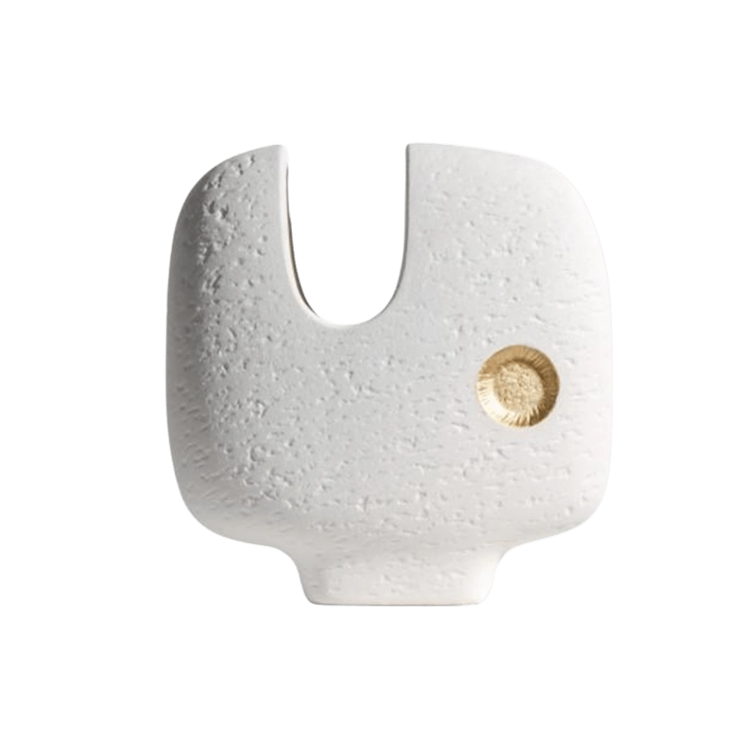 Vaso Ceramica Branco Dourado Contemp 19x 132361 Ld