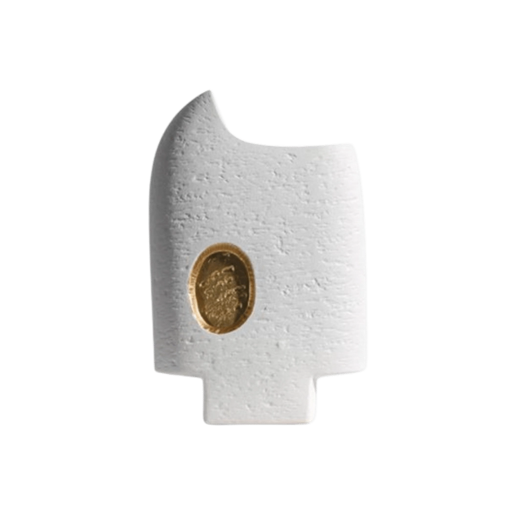 Vaso Ceramica Branco Dourado Contemp 23x 132362 Ld