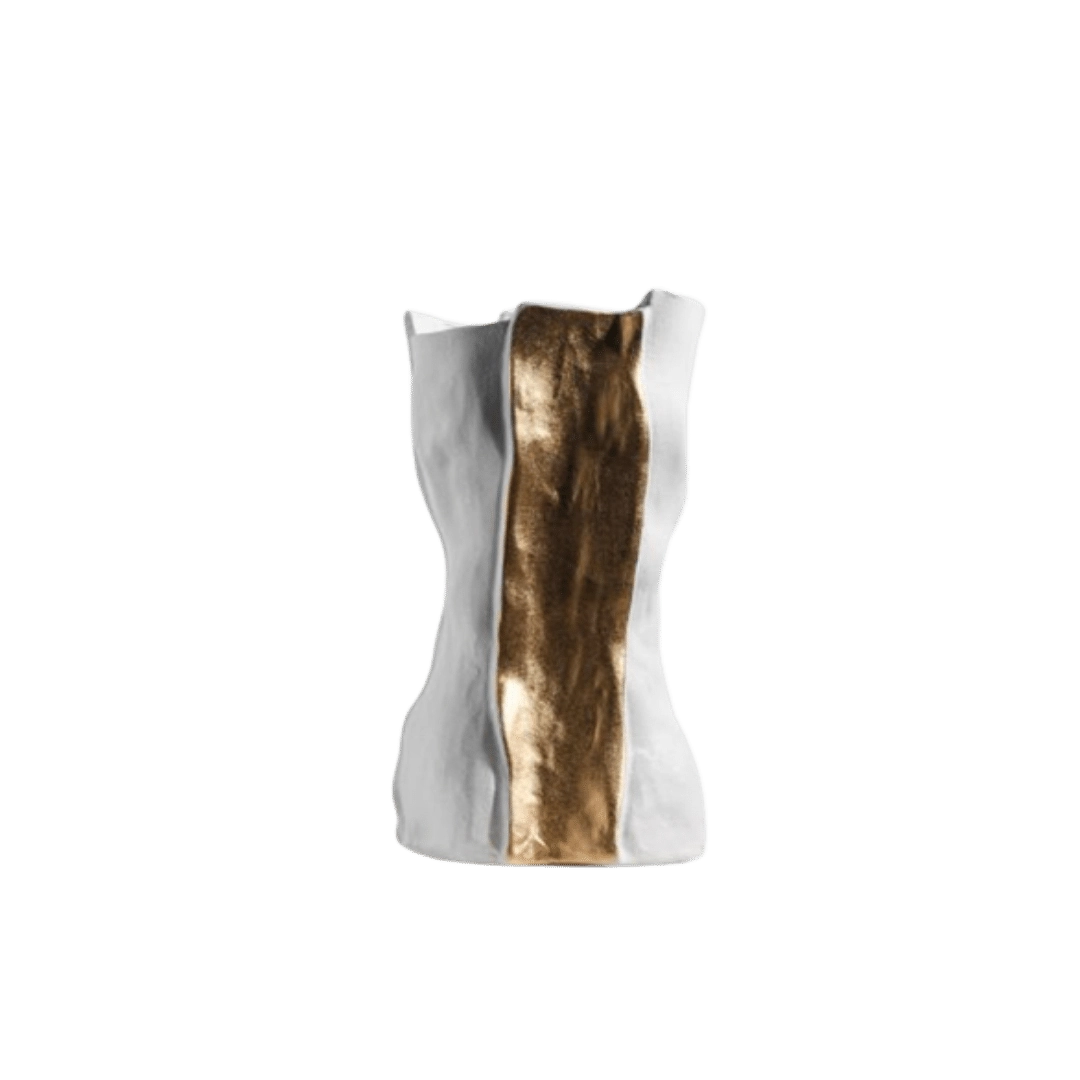 Vaso Ceramica Preto Dourado Organ 13x13 132366 Ld
