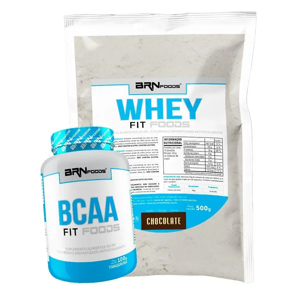 KIT Whey Protein Fit Foods 500g + BCAA Fit 100g - BRN Foods