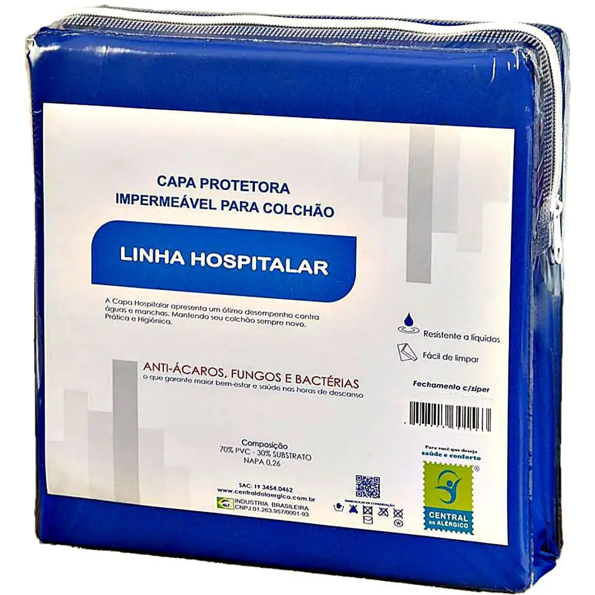 Capa Protetora Impermeável Para Colchão Em Napa Allergic Free - Ziper - Solteiro - 188X88X20Cm