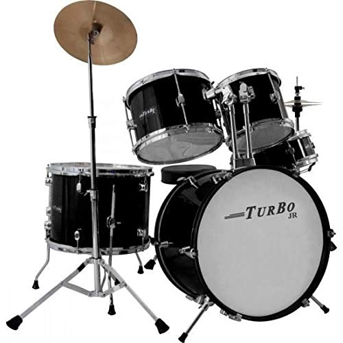 Bateria Infantil Com Baquetas E Pedal De Bumbo 4322 Preta Turbo