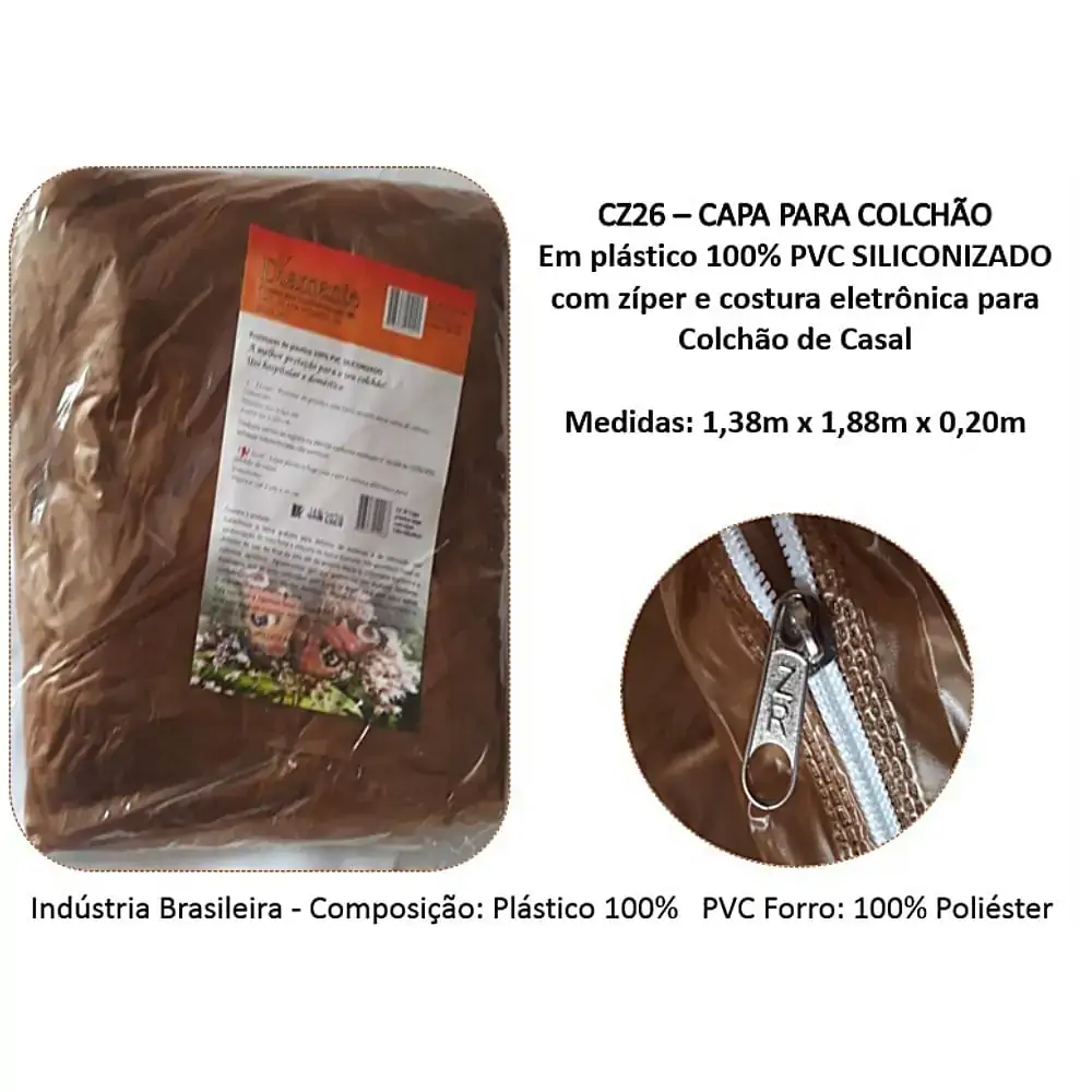 Capa Diamante para Colchão Casal - Zíper - 1,38m x 1,88m x 0,20m