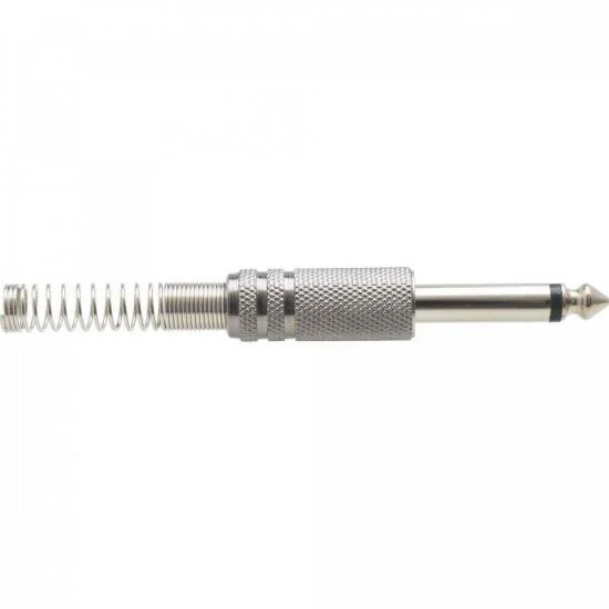 Plug P10 Mono Metal Niquelado Com Mola Genérico Storm - Pct / 50