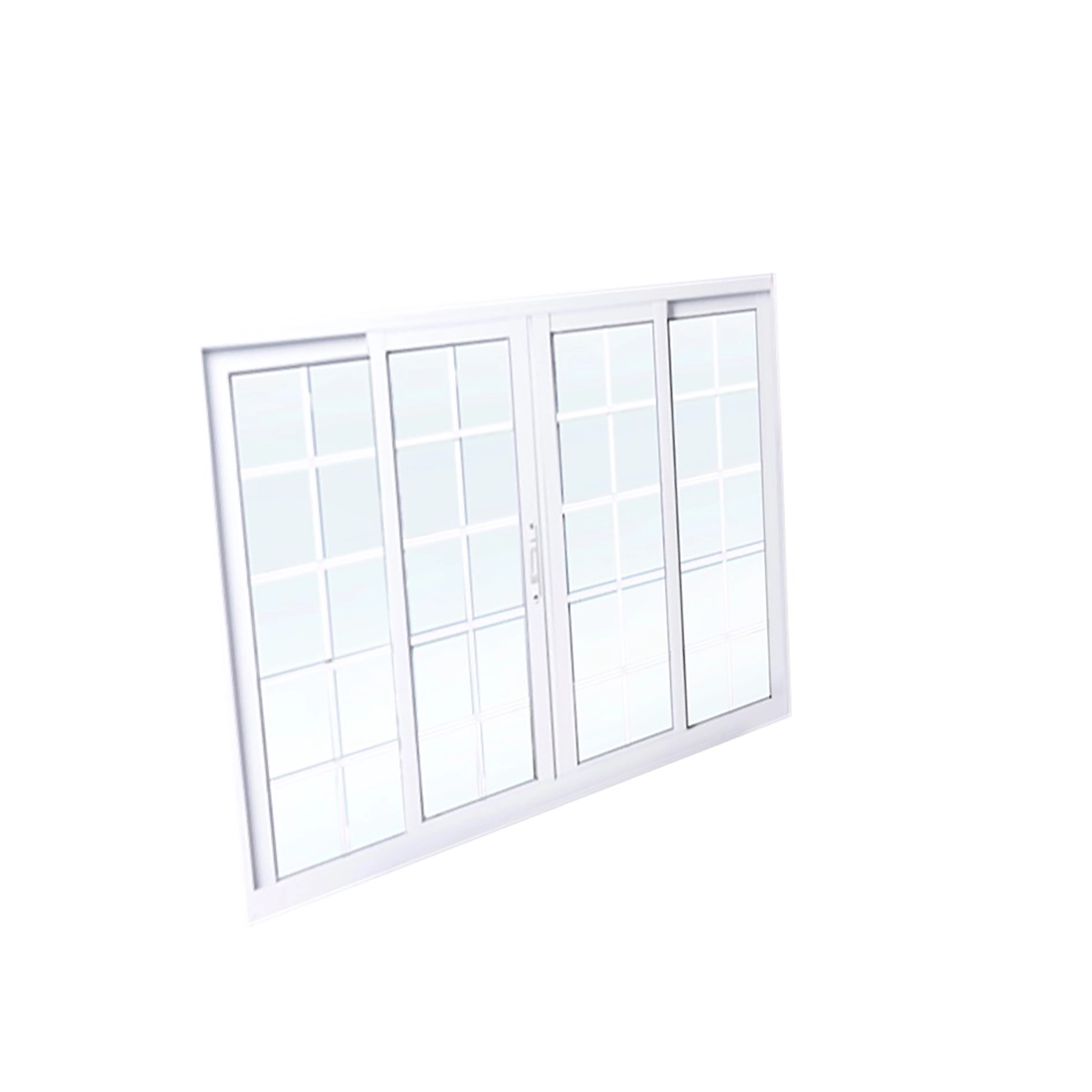 Janela de Alumínio de Correr 4 Folhas 100x200cm com Grade e Vidro 3mm Palace Líder Branca