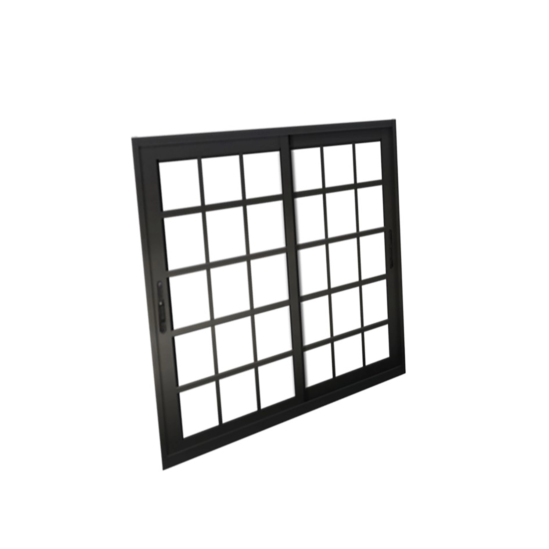 Janela de Alumínio de Correr 2 Folhas 100x120cm com Grade e Vidro 3mm Palace Líder Preta