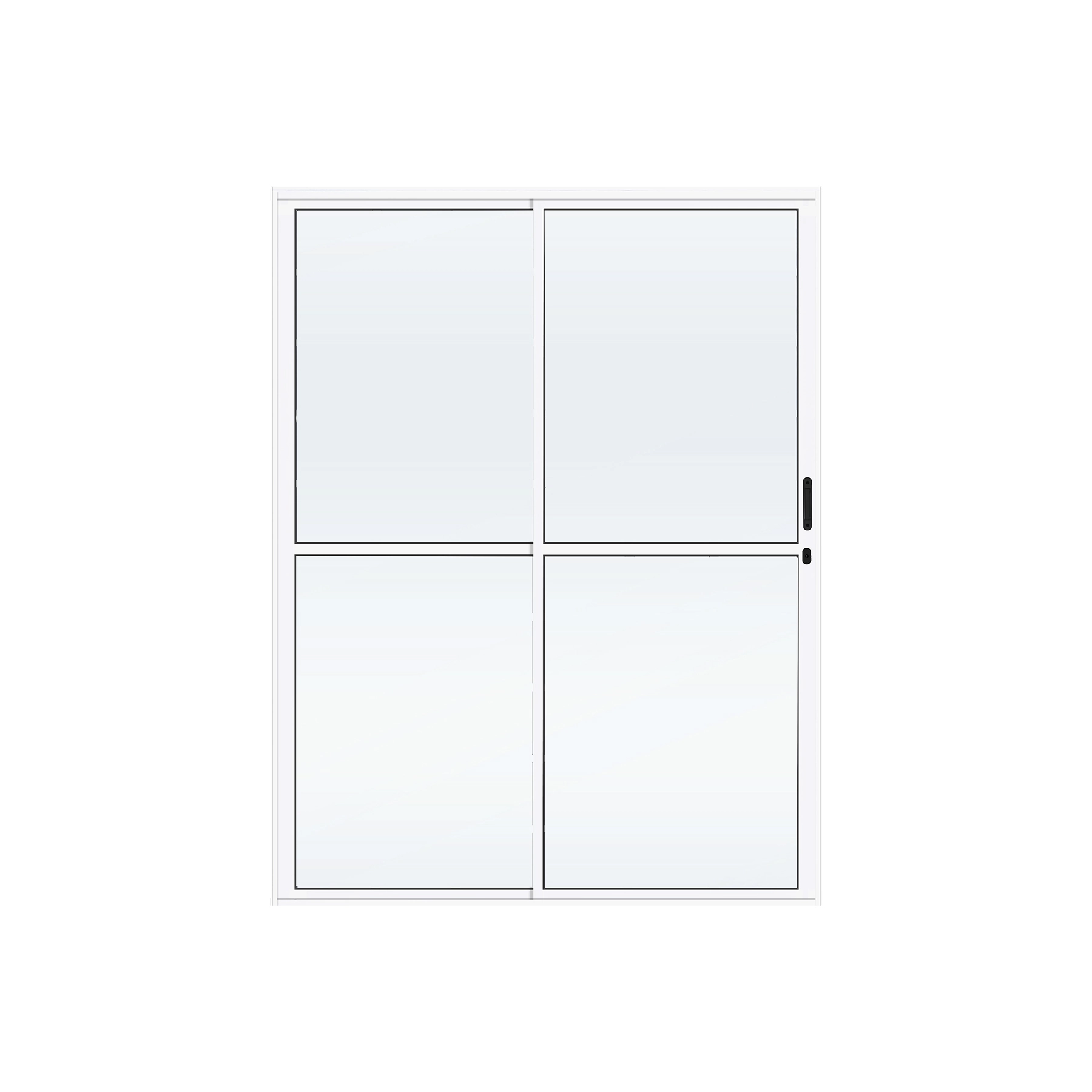 Porta de Correr 2 Folhas Alumínio Pintado Branco 2,10x1,60m Lado Esquerdo Linha Slim Líder
