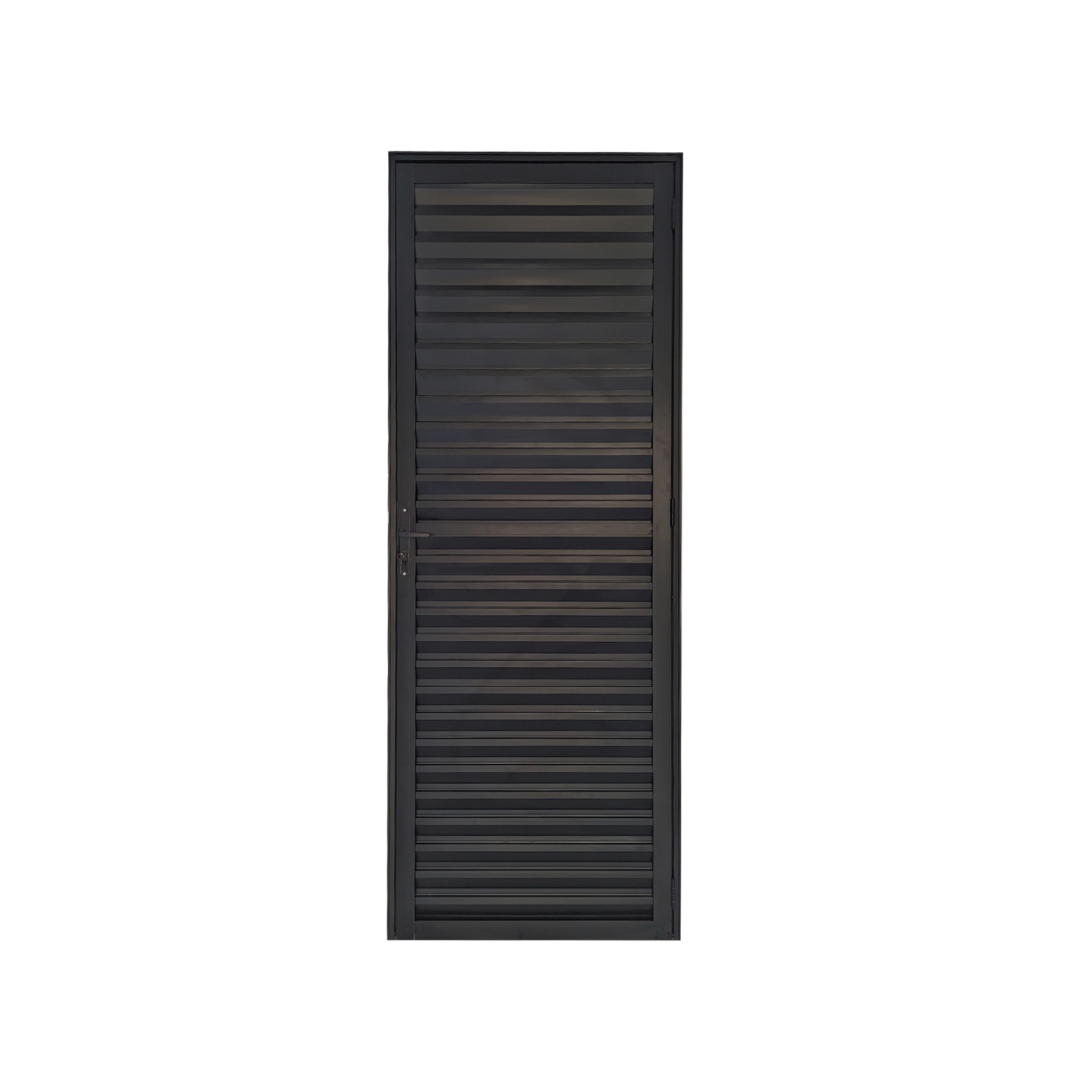 Porta Veneziana de Giro 1 Folha Alumínio Pintado Preto 2,10x0,60m Lado Direito Linha Slim Líder