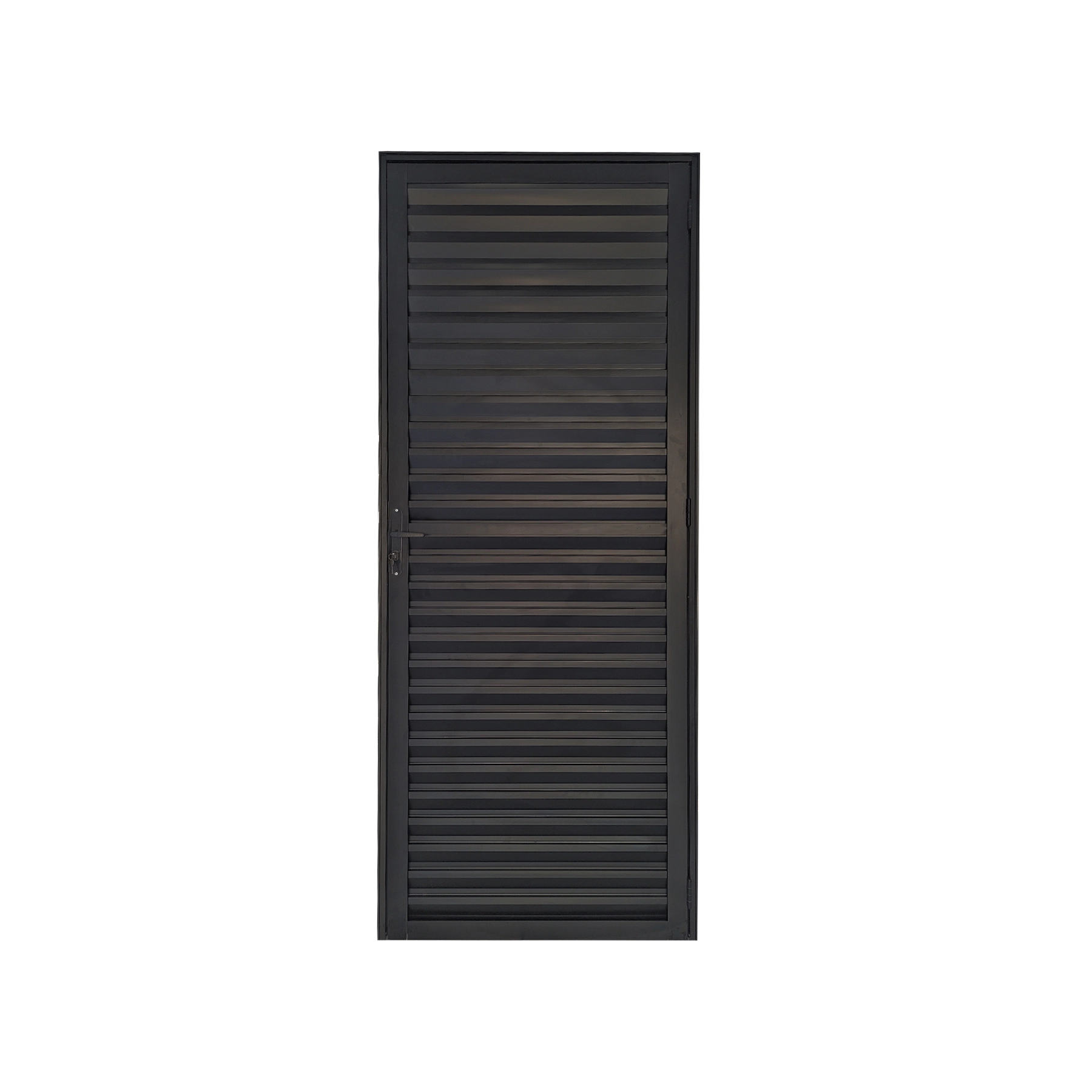 Porta Veneziana de Giro 1 Folha Alumínio Pintado Preto 2,10x0,70m Lado Direito Linha Slim Líder