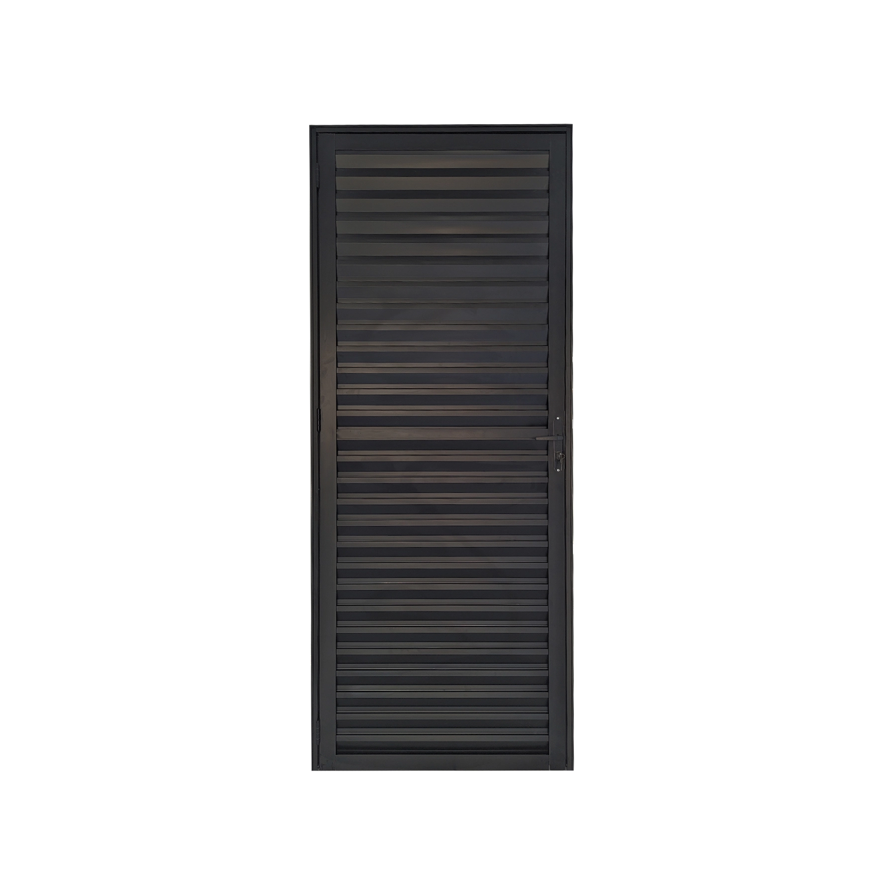 Porta Veneziana de Giro 1 Folha Alumínio Pintado Preto 2,10x0,70m Lado Esquerdo Linha Slim Líder