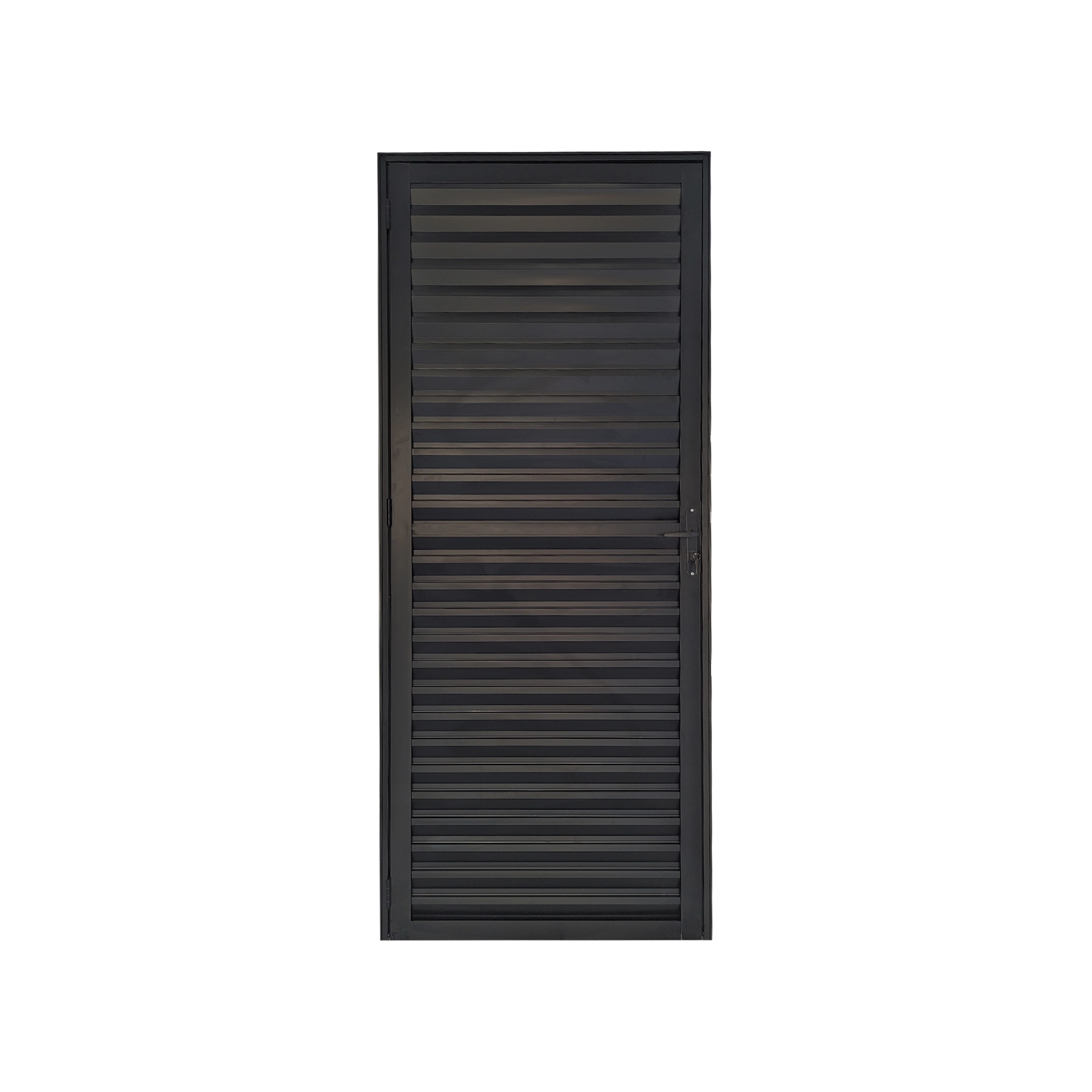 Porta Veneziana de Giro 1 Folha Alumínio Pintado Preto 2,10x0,80m Lado Esquerdo Linha Slim Líder