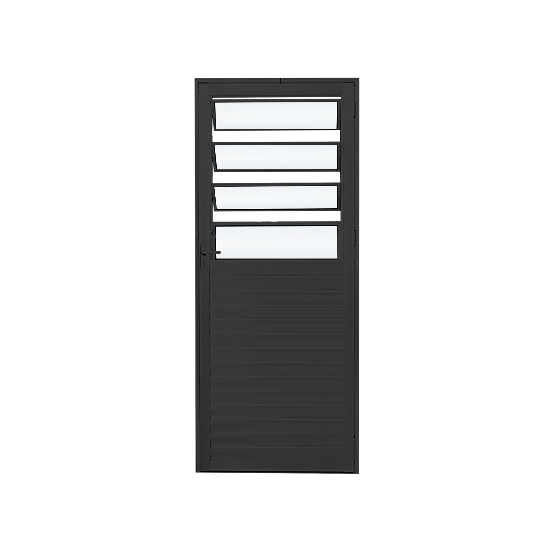 Porta Basculante de Giro 1 Folha Alumínio Pintado Preto 2,10x0,80m Lado Direito Linha Slim Líder