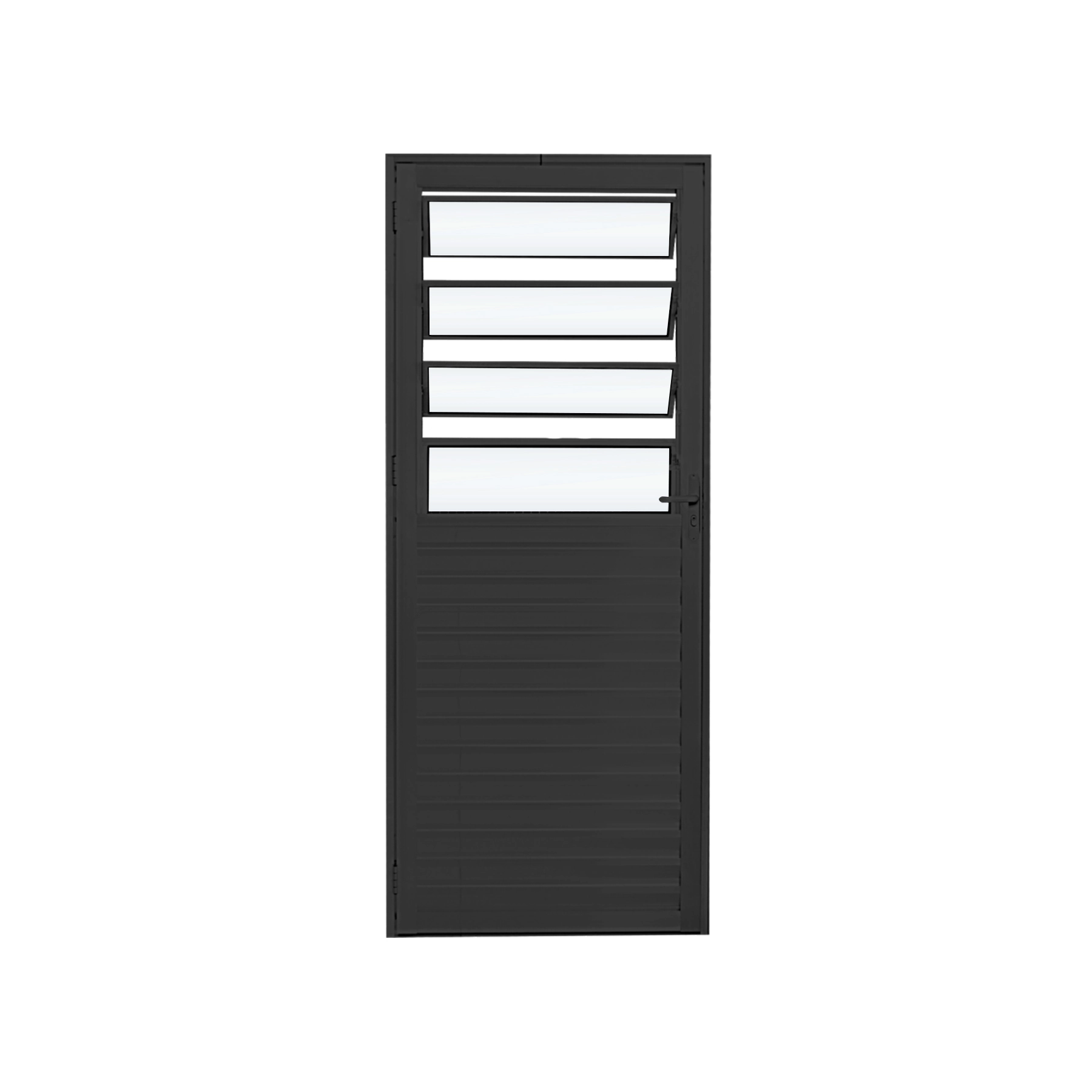 Porta Basculante de Giro 1 Folha Alumínio Pintado Preto 2,10x0,80m Lado Esquerdo Linha Slim Líder
