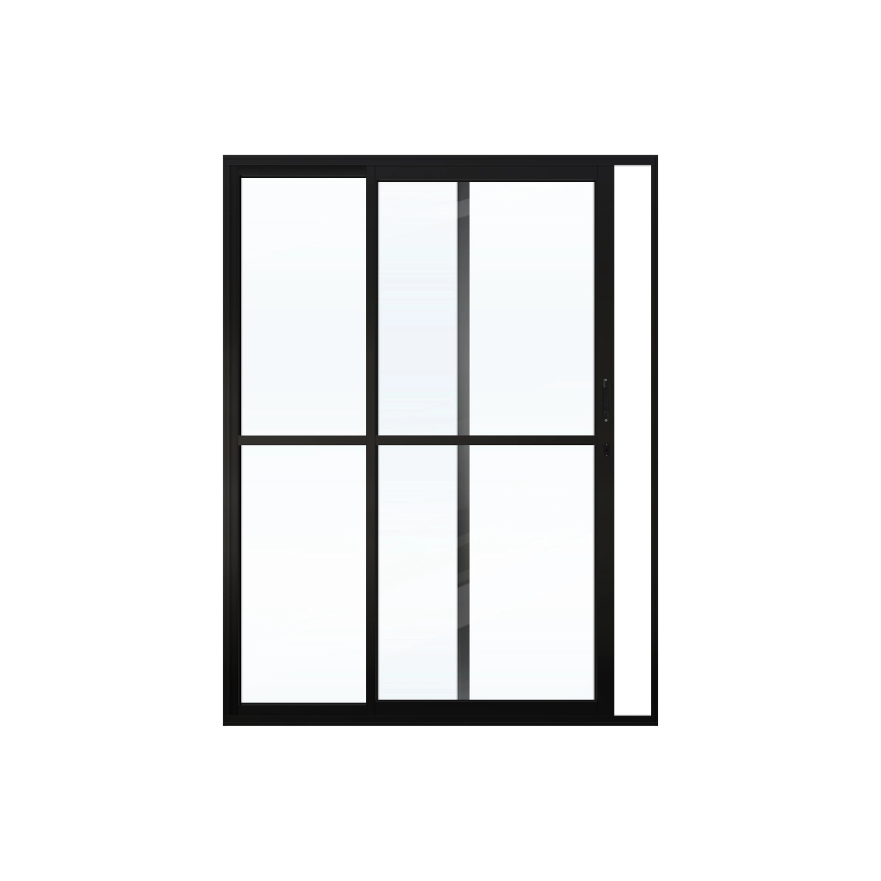 Porta de Correr 2 Folhas Alumínio Pintado Preto 2,10x1,60m Lado Esquerdo Linha Slim Líder