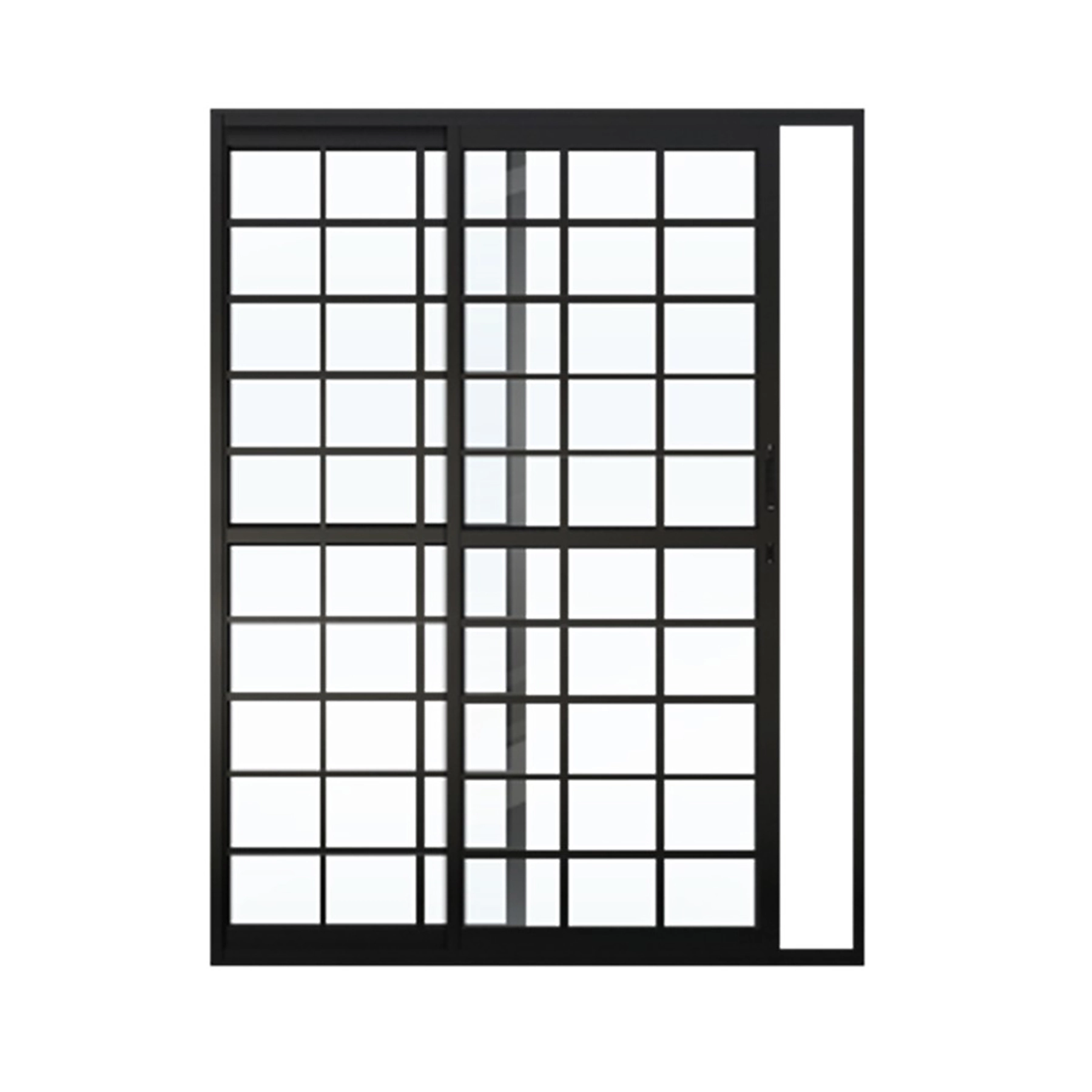 Porta de Correr 2 Folhas Quadriculada Alumínio Pintado Preto 2,10x1,60m Lado Direito Linha Palace Líder