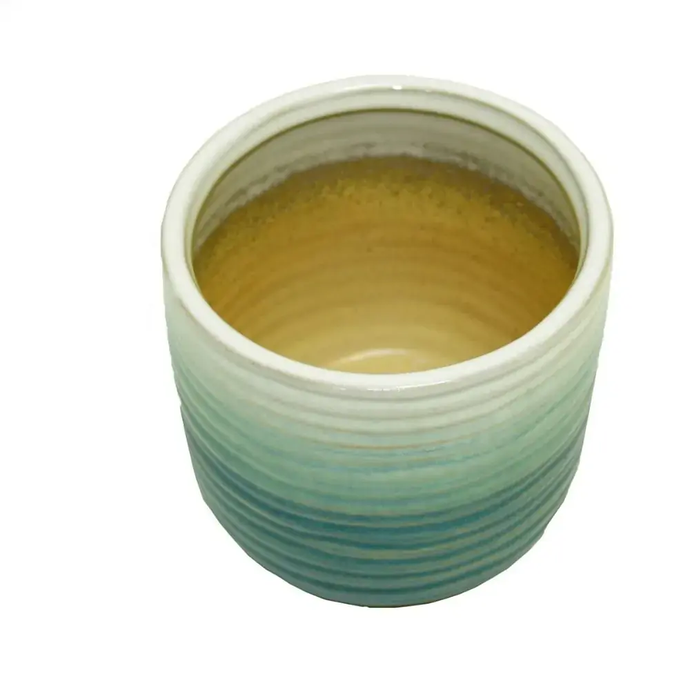 Jdm Vaso Ceramica Bege E Azul F0539