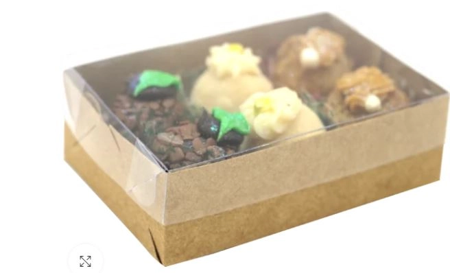 Caixa Brigadeiro 6 Doces C/berco Kraft Tampa Pvc