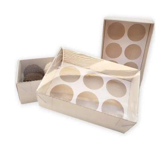 Caixa Brigadeiro 6 Doces C/berco Branco Tampa Pvc