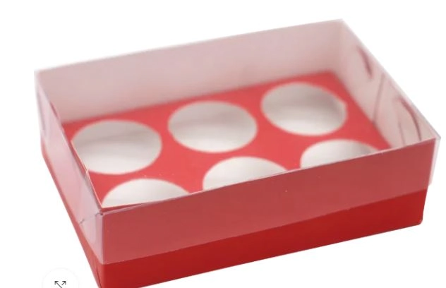 Caixa Brigadeiro 6 Doces C/berco Vermelho Tampa Pvc