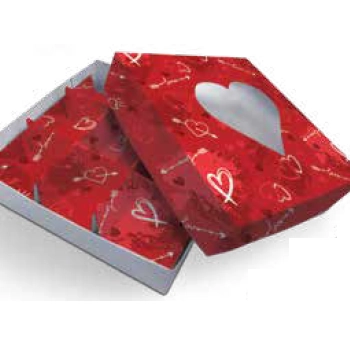 Caixa Bombons C/visor 9 Doces Coracao Vermelho