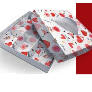 Caixa Bombons C/visor 9 Doces Coracao Floral