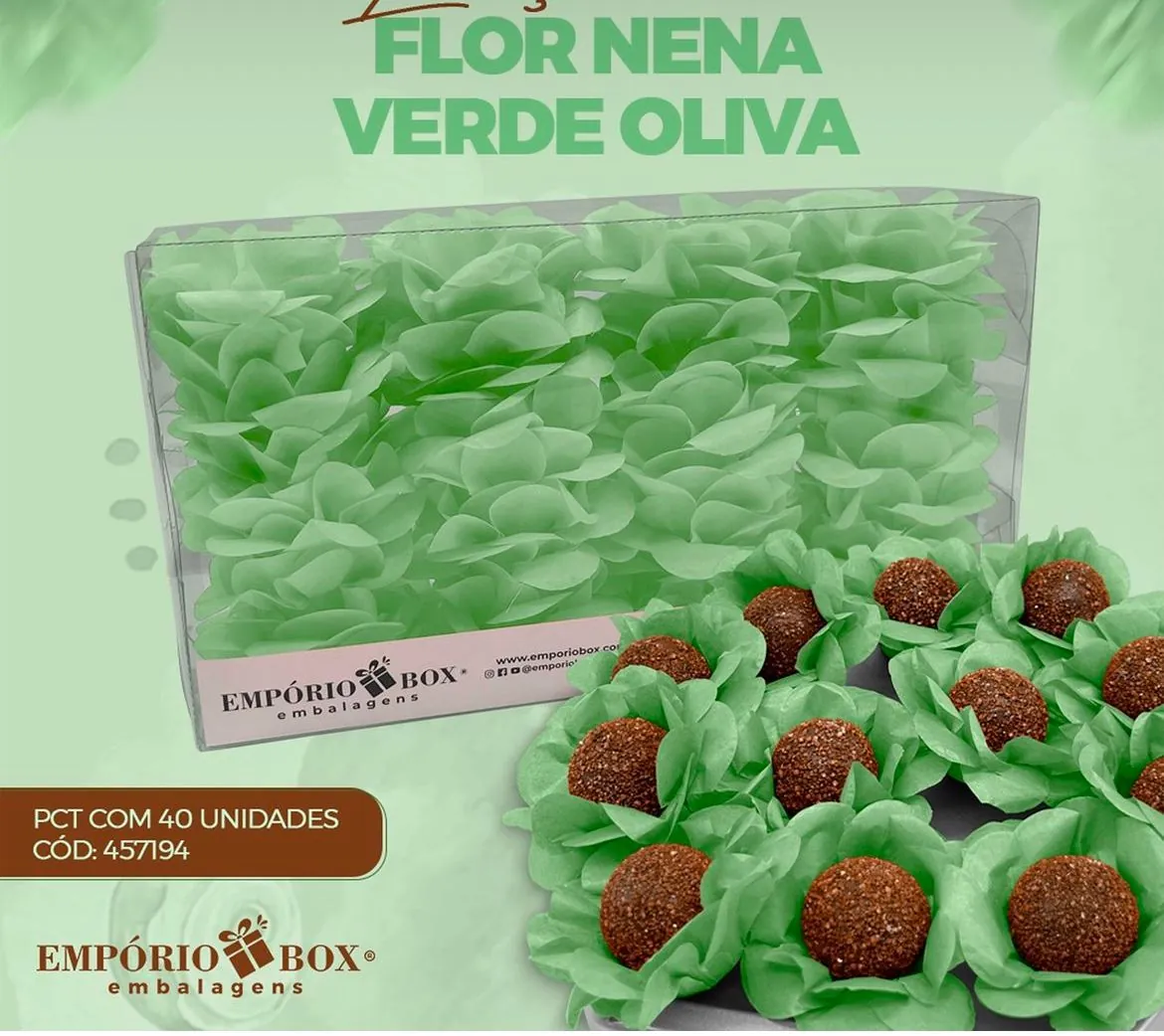 Forminha Seda Flor Nena Verde Olivia C/40 Emporio Box