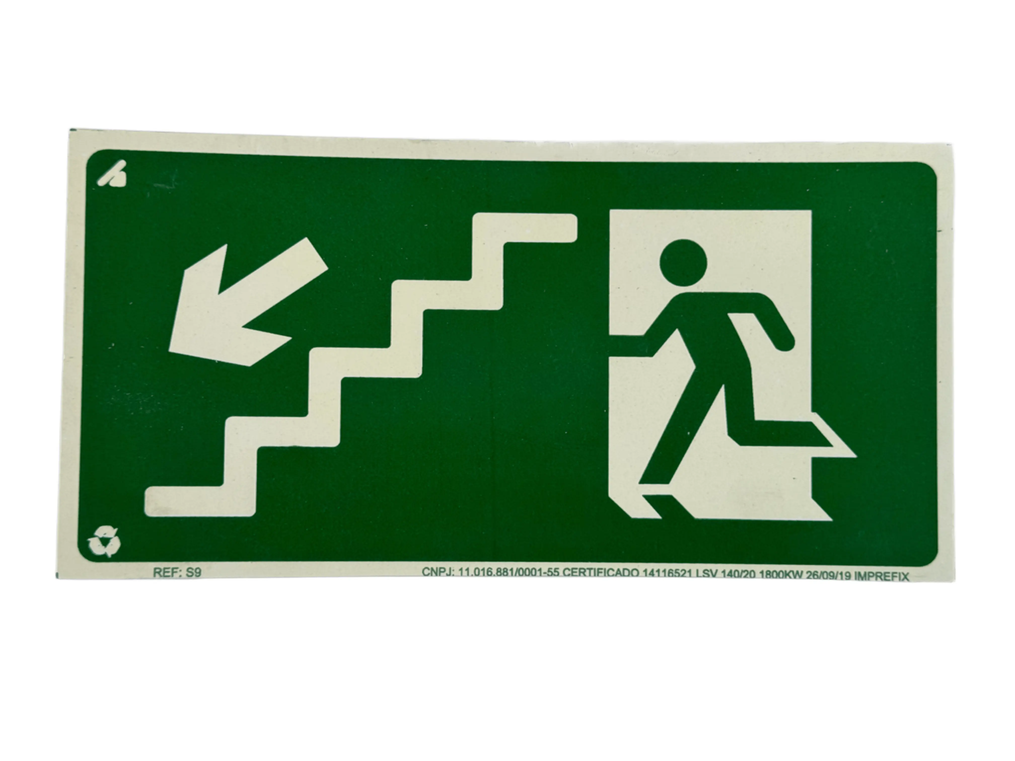 Placa De Sinalização Escada Descendo Esquerda S9 12x24