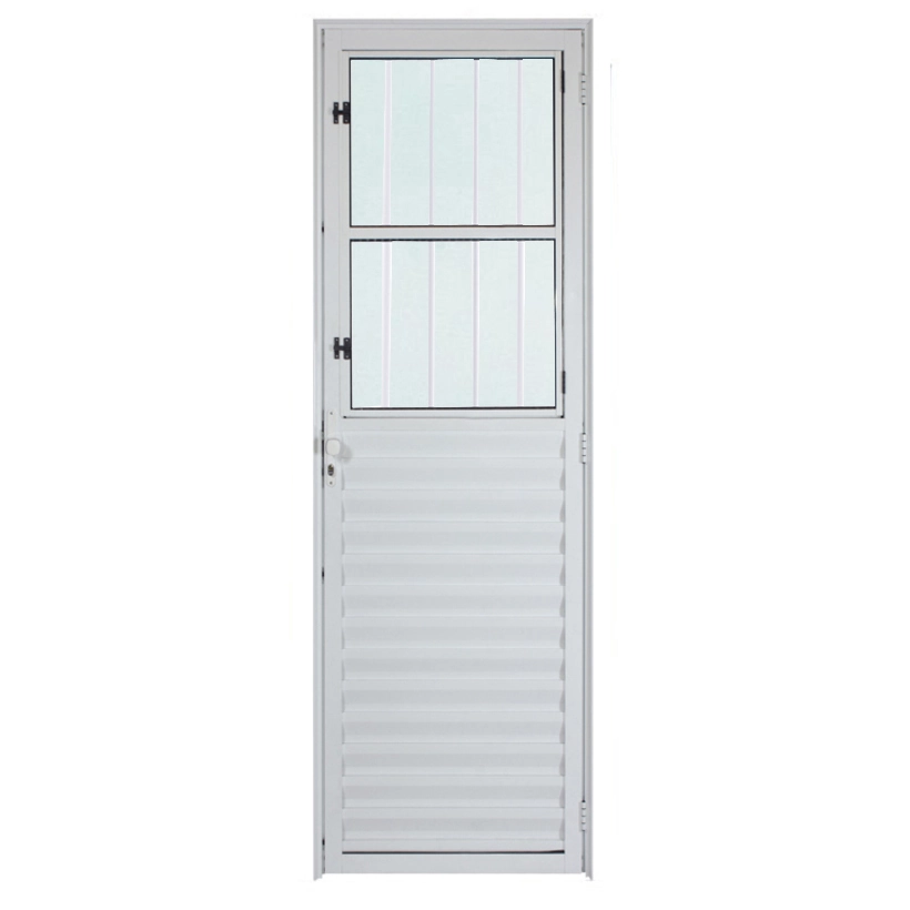 Porta De Alumínio Branco De Entrada Social Cmc Modular - Lado Direito - 2.10 (a) X 0.80 (l)