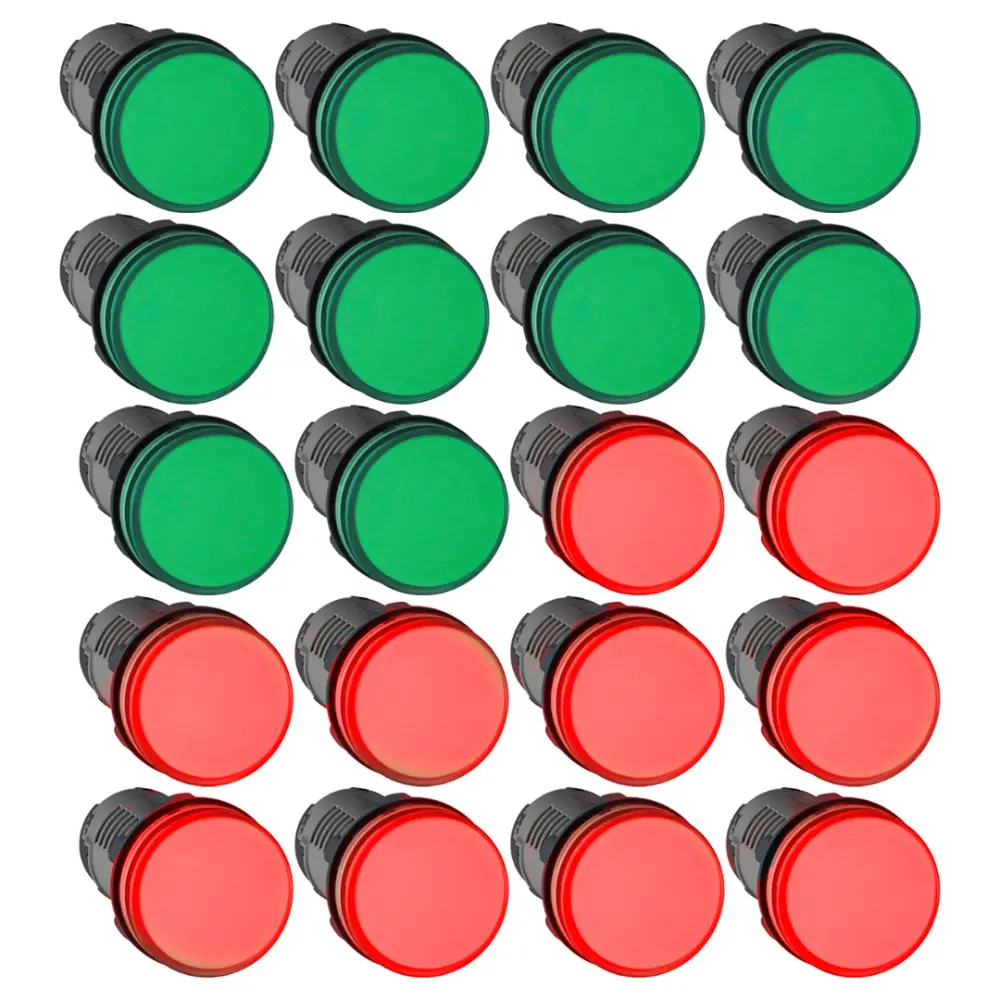 Kit 20 Sinaleiro Led Ad22 22mm 220v Stark Vermelho E Verde